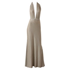 Hermès Black and White Stripe Maxi Dress