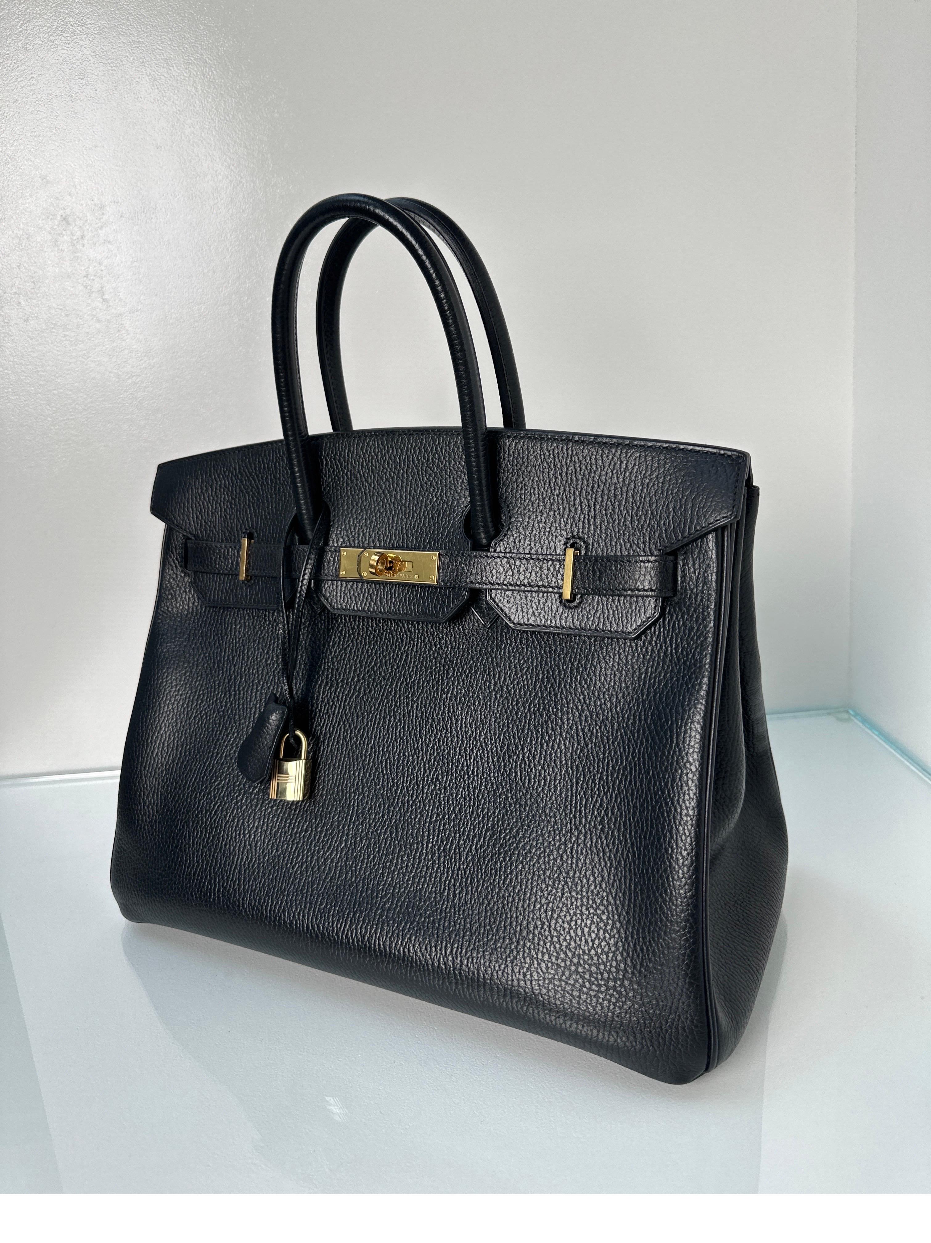Women's or Men's Hermes Black Ardennes Birkin 35 Bag