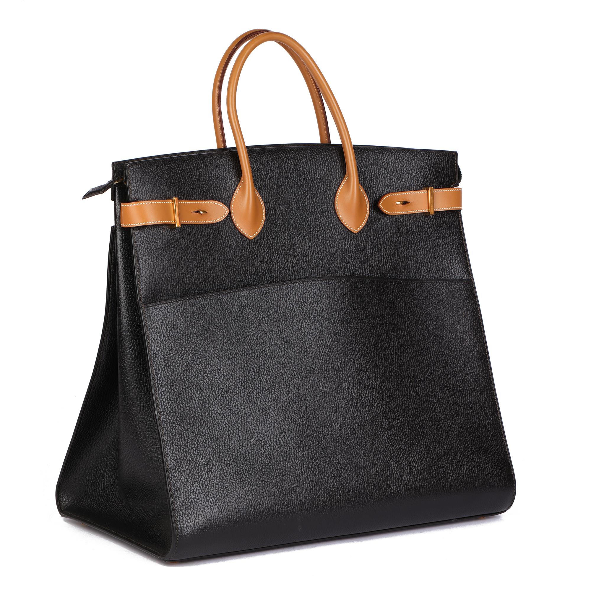 Women's HERMÈS Black Ardennes Leather & Barenia Leather Vintage Airport Bag