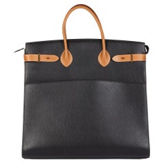 HERMÈS Black Ardennes Leather & Barenia Leather Vintage Airport Bag