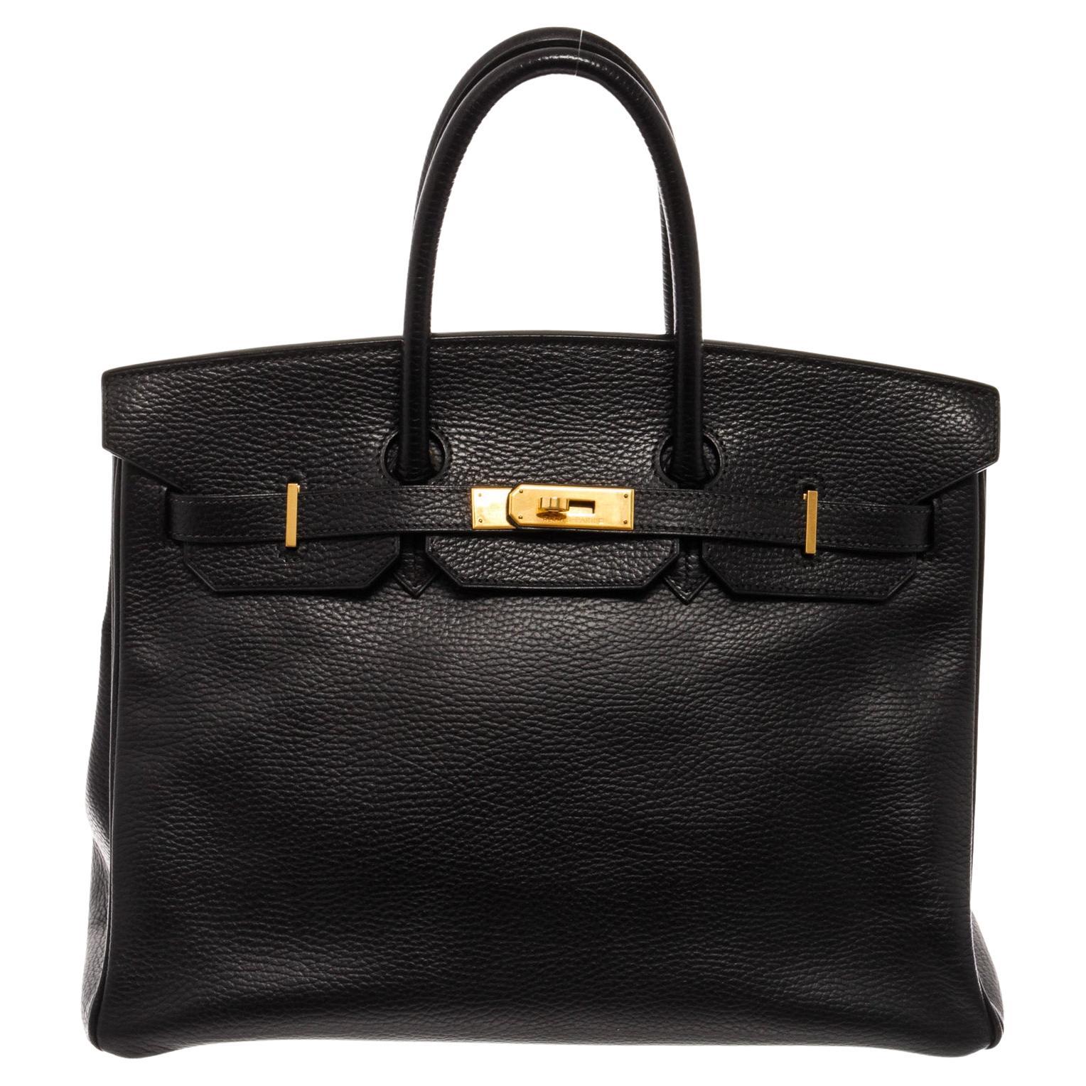 Hermes Black Ardennes Leather Birkin 35cm Handbag For Sale