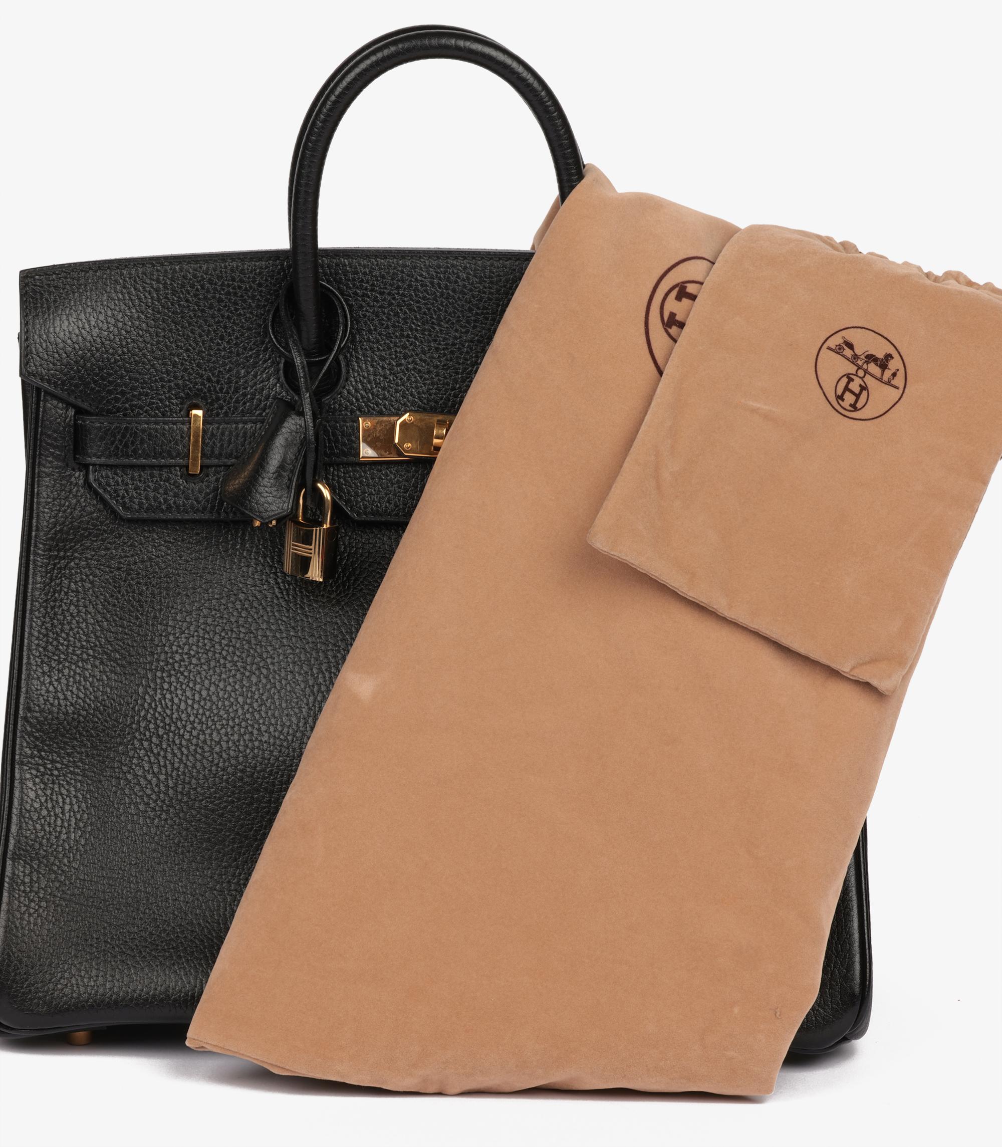 Hermès Noir Ardennes Cuir Vintage Birkin HAC 32cm Retourne en vente 8