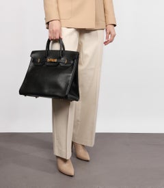 Hermès Black Ardennes Leather Vintage Birkin HAC 32cm Retourne