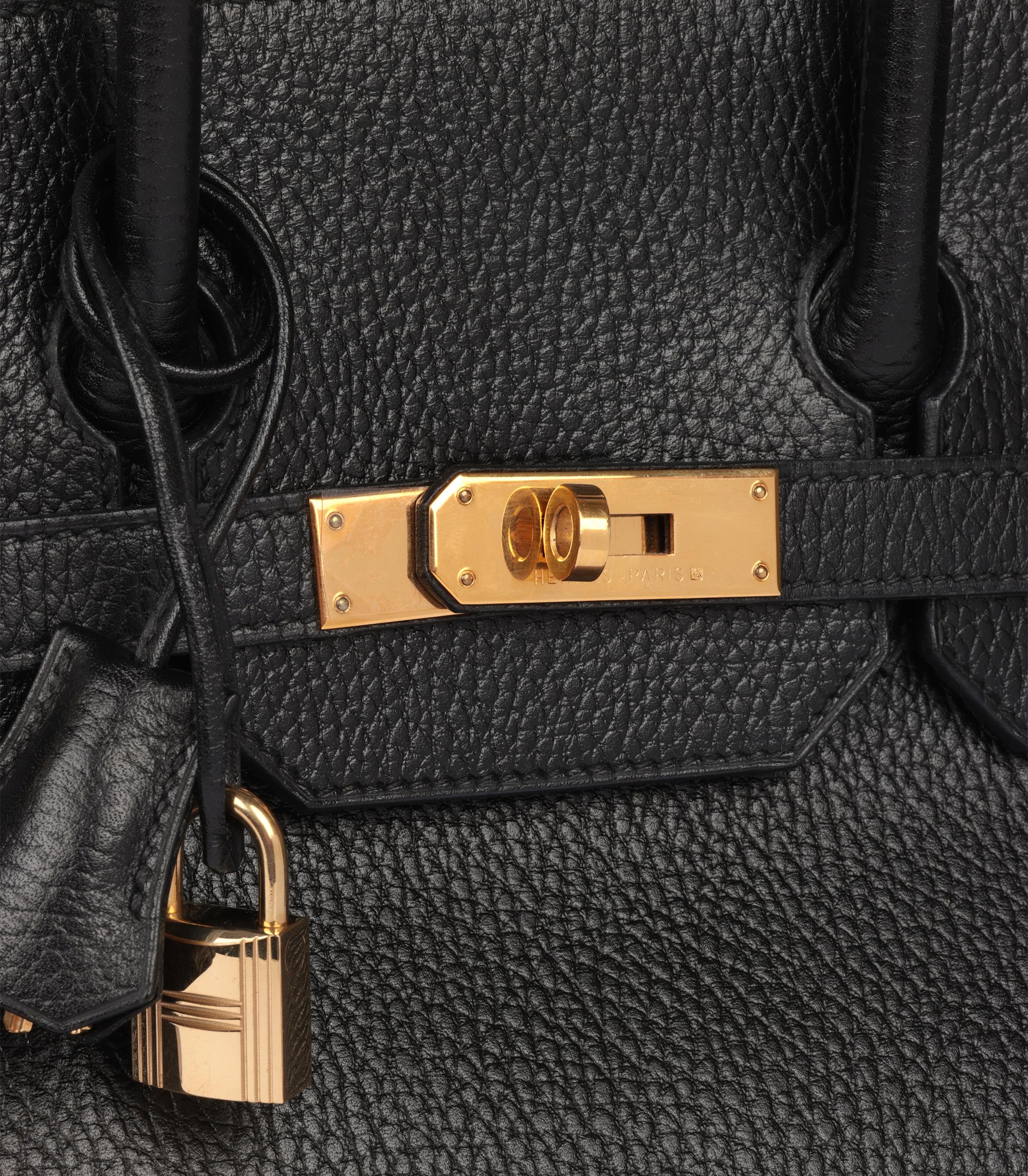 Hermès Noir Ardennes Cuir Vintage Birkin HAC 32cm Retourne Pour femmes en vente