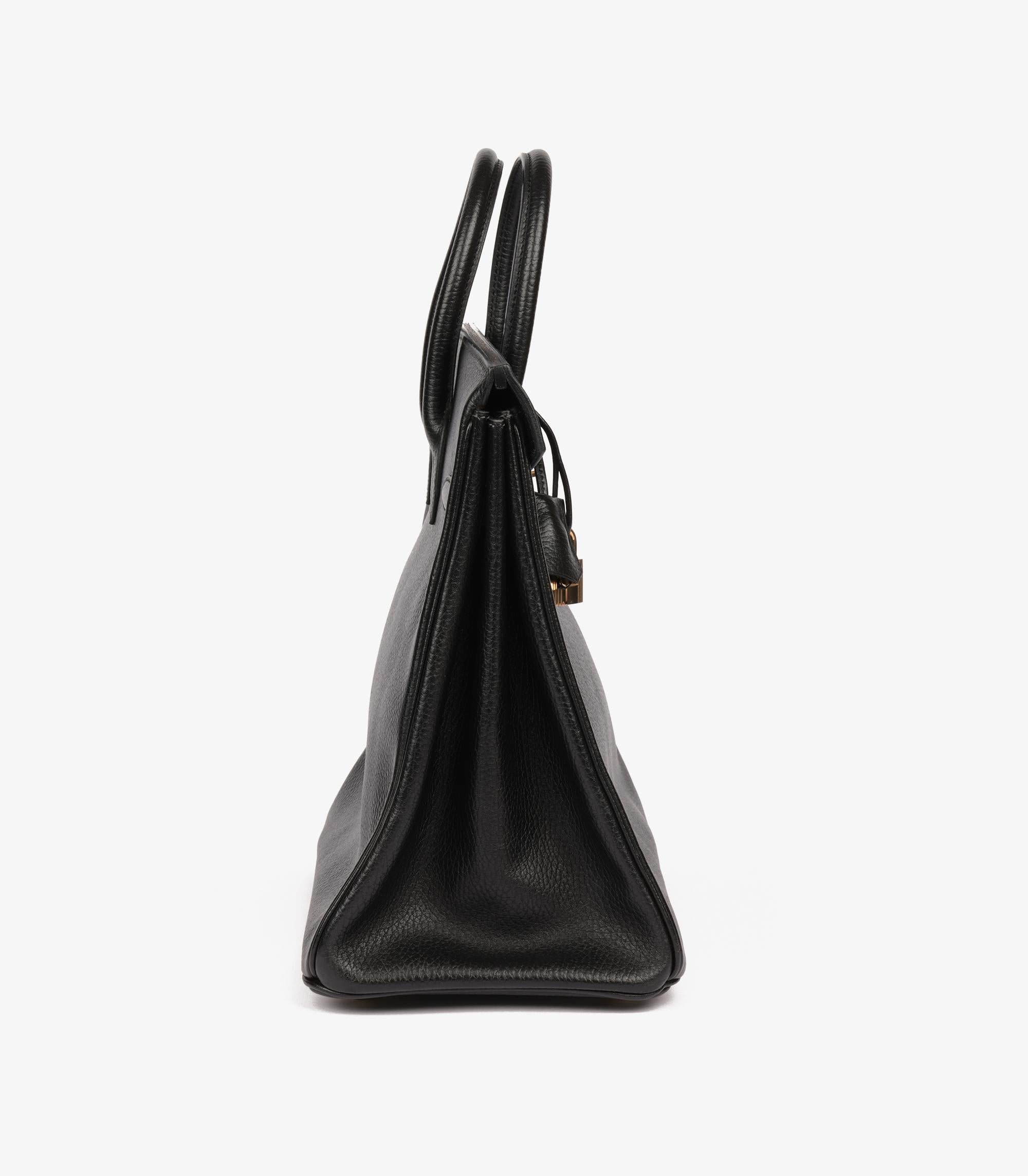 Hermès Noir Ardennes Cuir Vintage Birkin HAC 32cm Retourne en vente 1