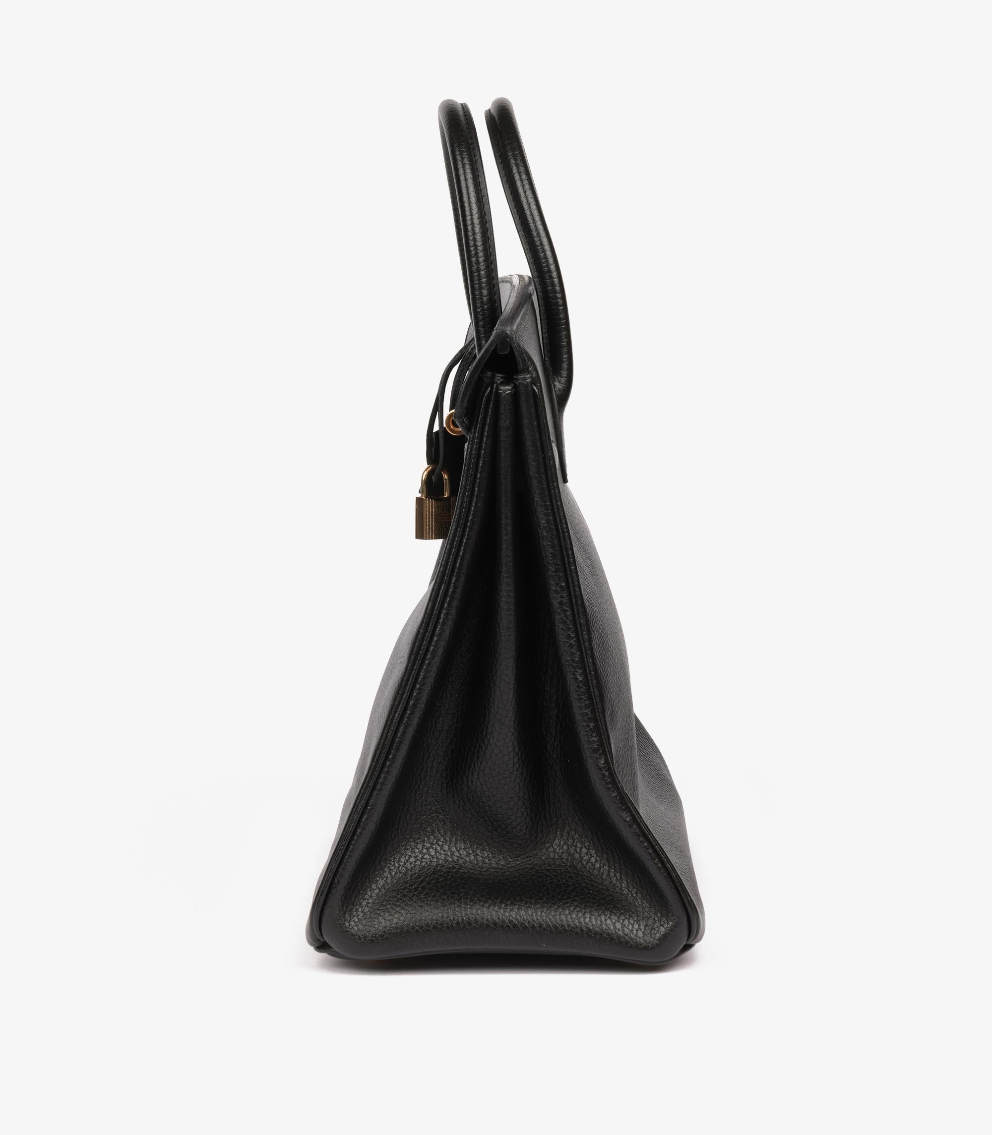 Hermès Noir Ardennes Cuir Vintage Birkin HAC 32cm Retourne en vente 3