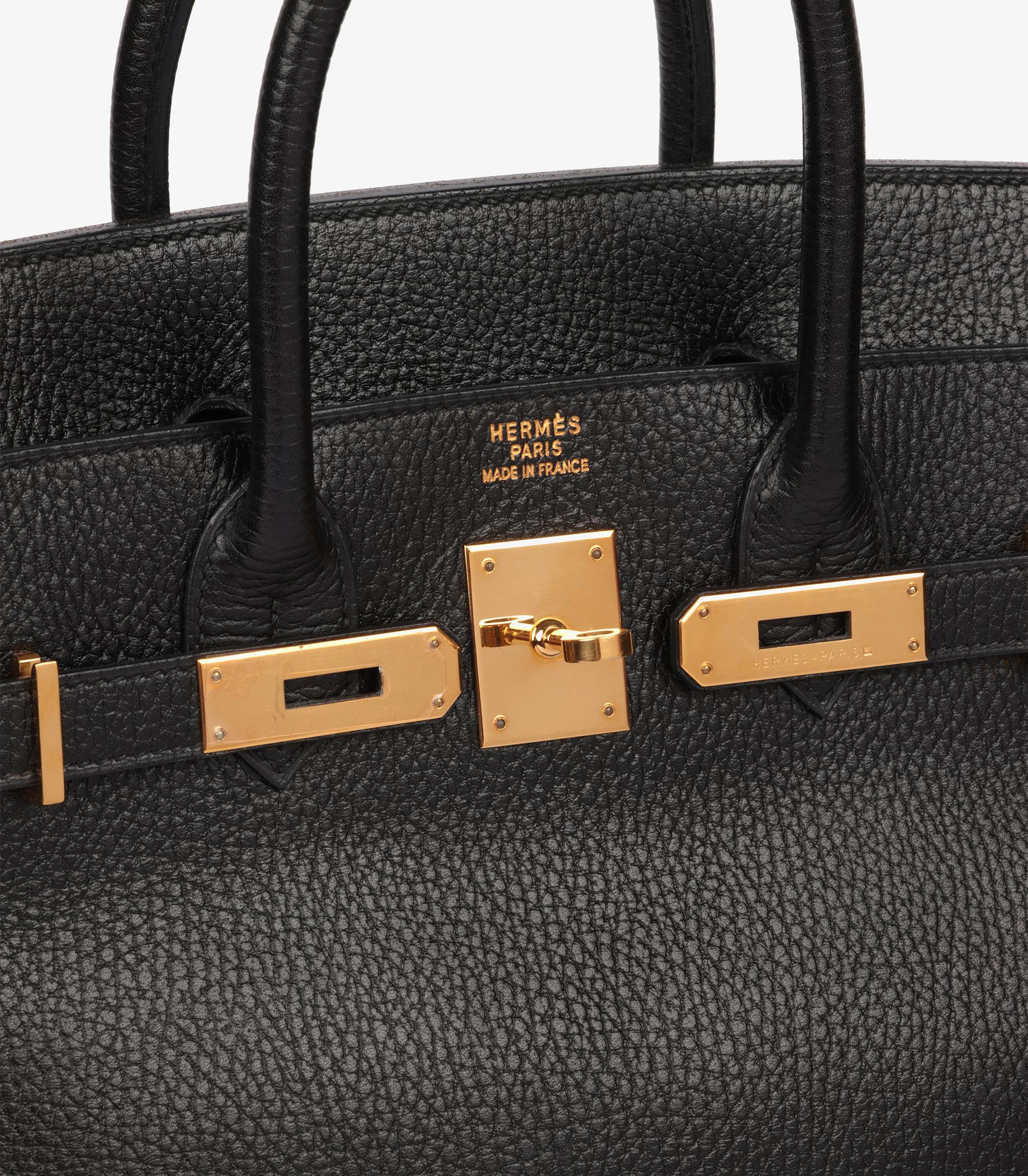 Hermès Noir Ardennes Cuir Vintage Birkin HAC 32cm Retourne en vente 5
