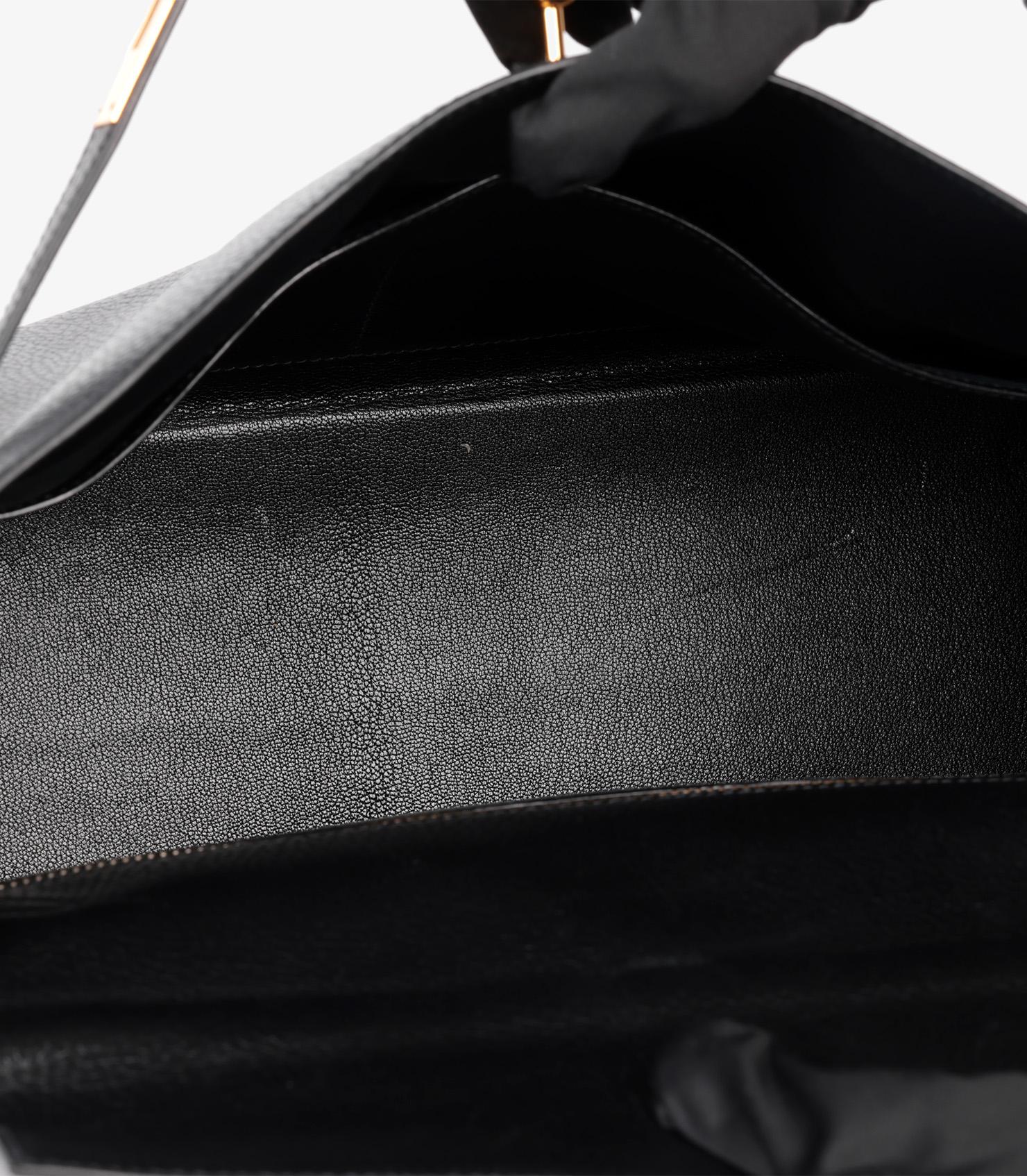 Hermès Black Ardennes Leather Vintage Kelly 35cm Retourne 6
