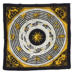 Hermès Black Astrologie Silk Twill Scarf