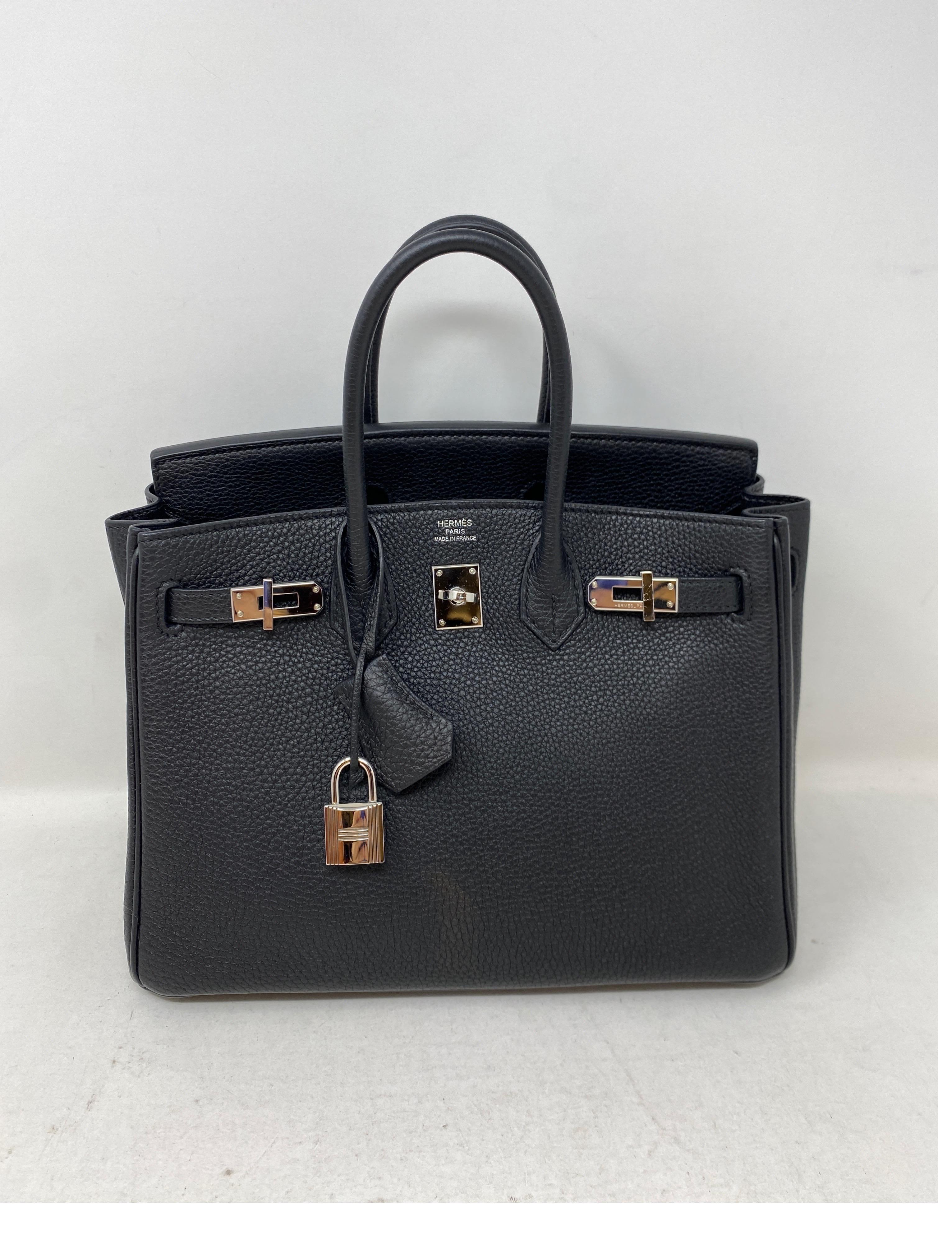 Hermes Black Birkin 25 Bag. The unicorn size and most wanted black color Birkin. Mini Birkin is a great investment. Only going up in value. Excellent condition. Looks like new. Includes clochette, lock, keys, and dust bag. Box also included. Don't