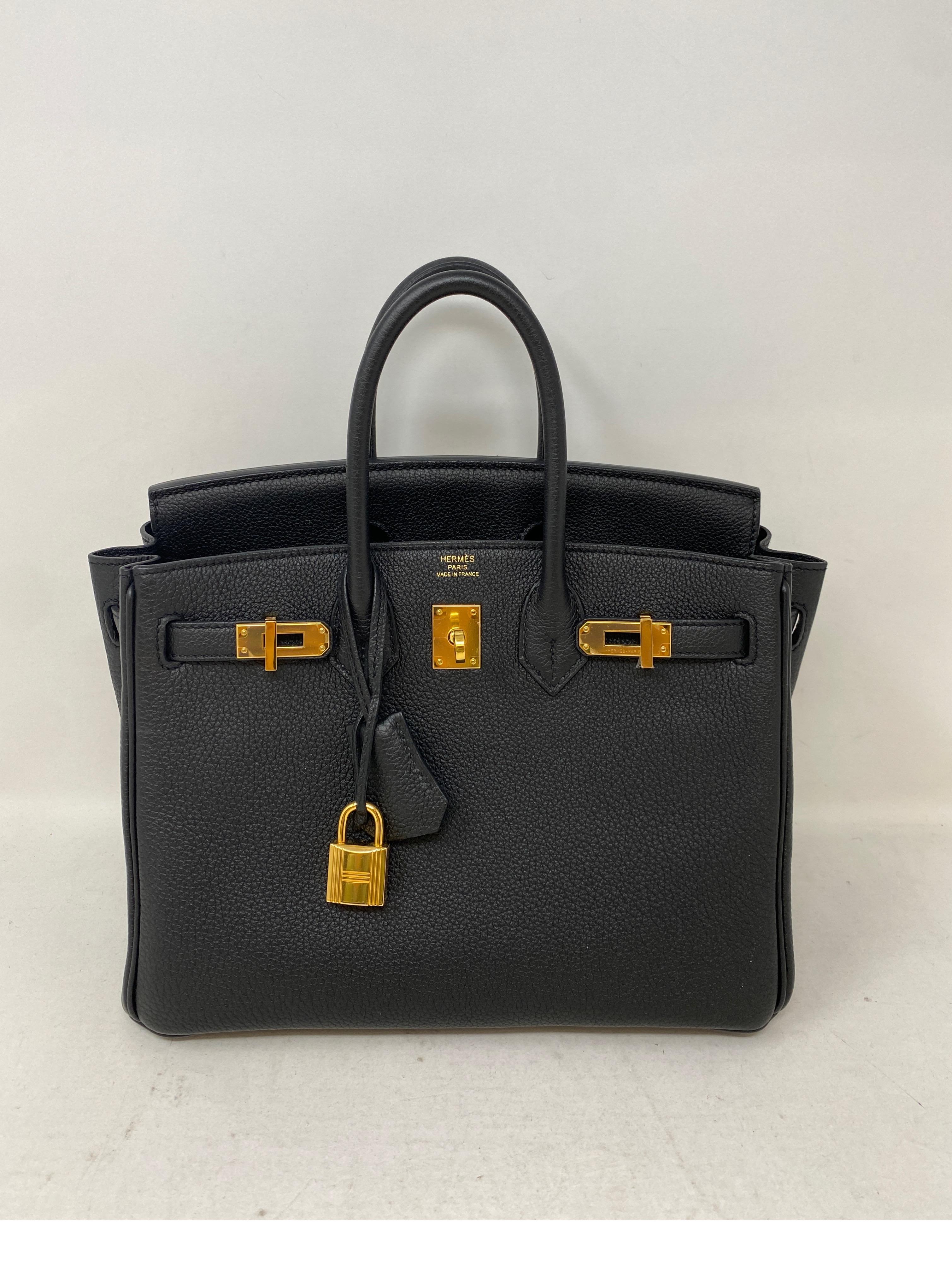 Hermes Black Birkin 25 Bag. Gold hardware. The most wanted size and color combination. The Unicorn for Birkin bags. Excellent condition. Includes clochette, lock, keys, and dust bag. Guaranteed authentic. Won't last. Don't miss out. 