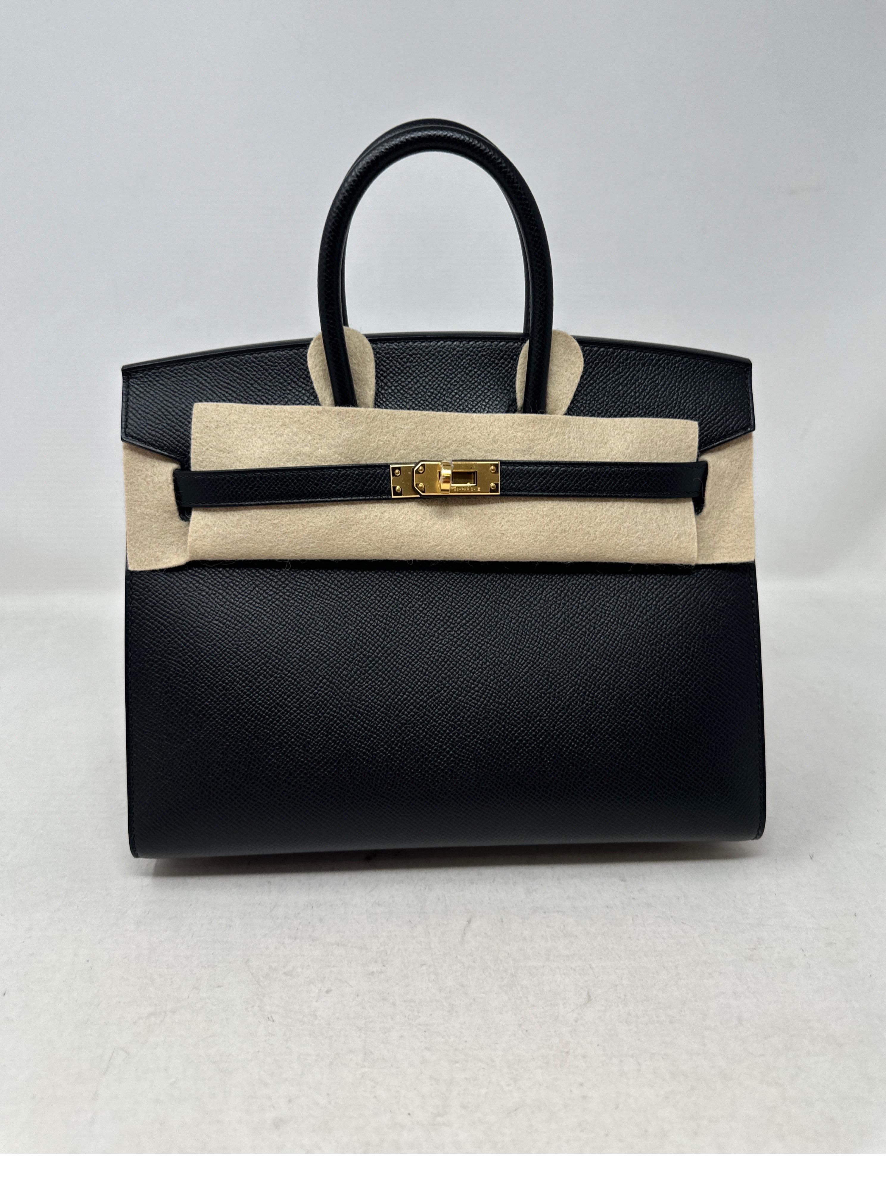 Hermes Black Birkin 25 Bag. Epsom sellier Birkin. Brand new from 2022. Rarest size and combo. Full set. Includes original receipt. Never used. Gold hardware. Includes receipt, dust bag, and box. Guaranteed authentic. 