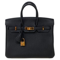 Hermes Black Birkin 25 Bag 