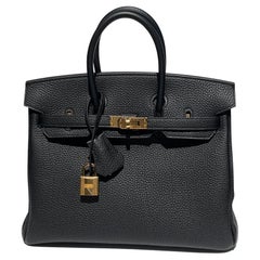 Hermes Black Birkin 25cm Togo Gold Hardware U 2022