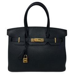 Vintage Hermes Black Birkin 30 Bag 