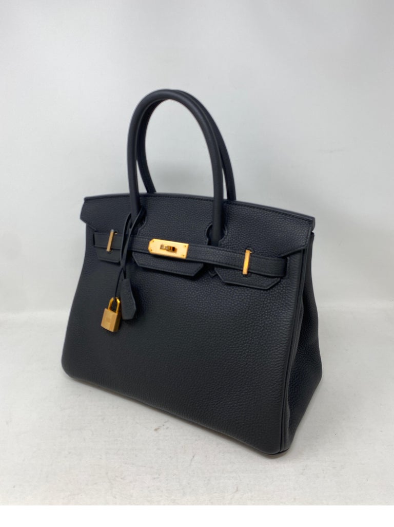 Hermes Black Birkin 30 Bag Rose Gold Hardware For Sale at 1stDibs