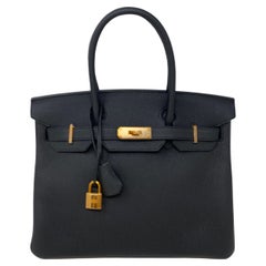 Hermes Black Birkin 30 Bag Rose Gold Hardware
