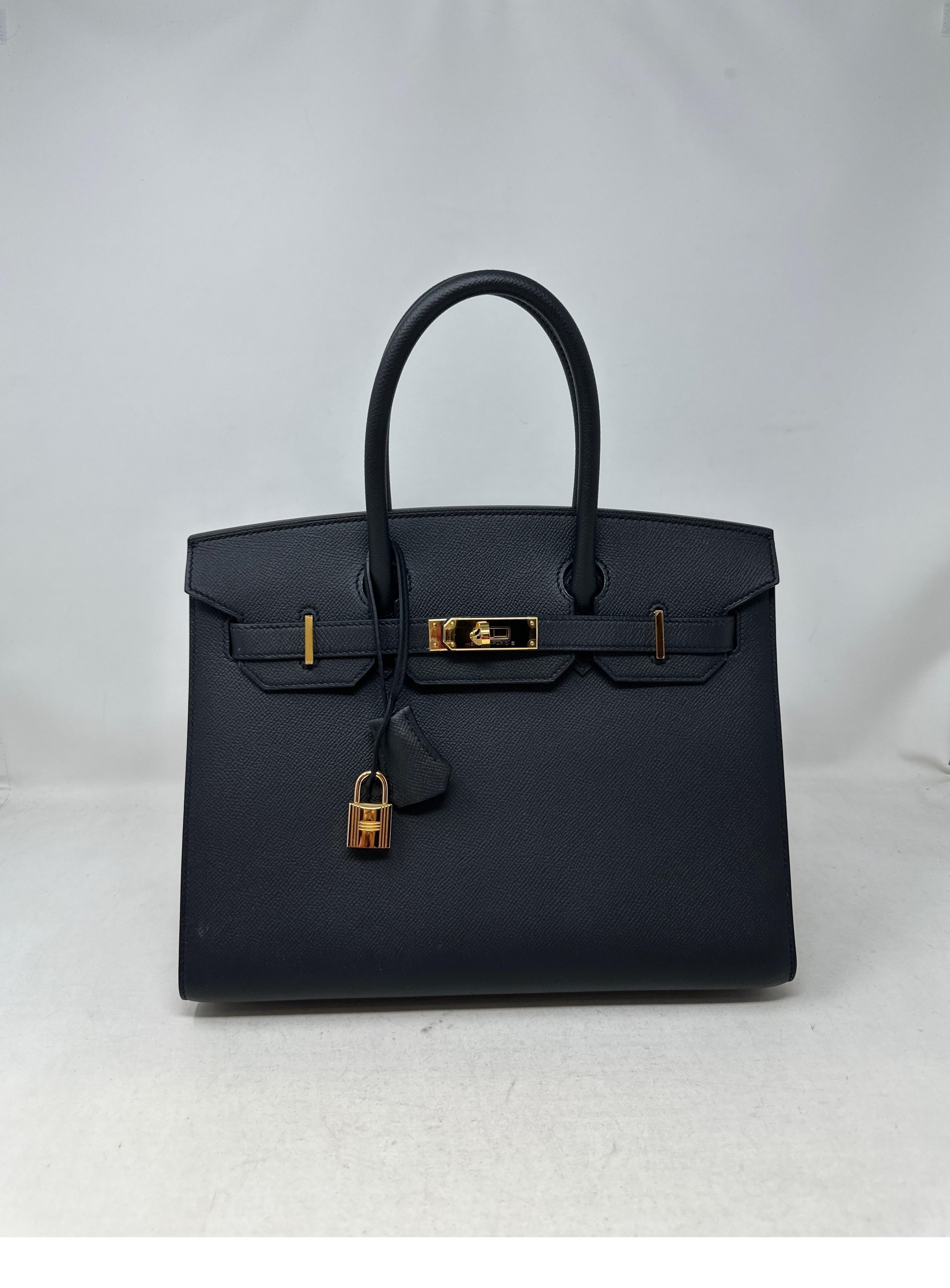 Hermes Black Birkin 30 Sellier Bag  For Sale 9