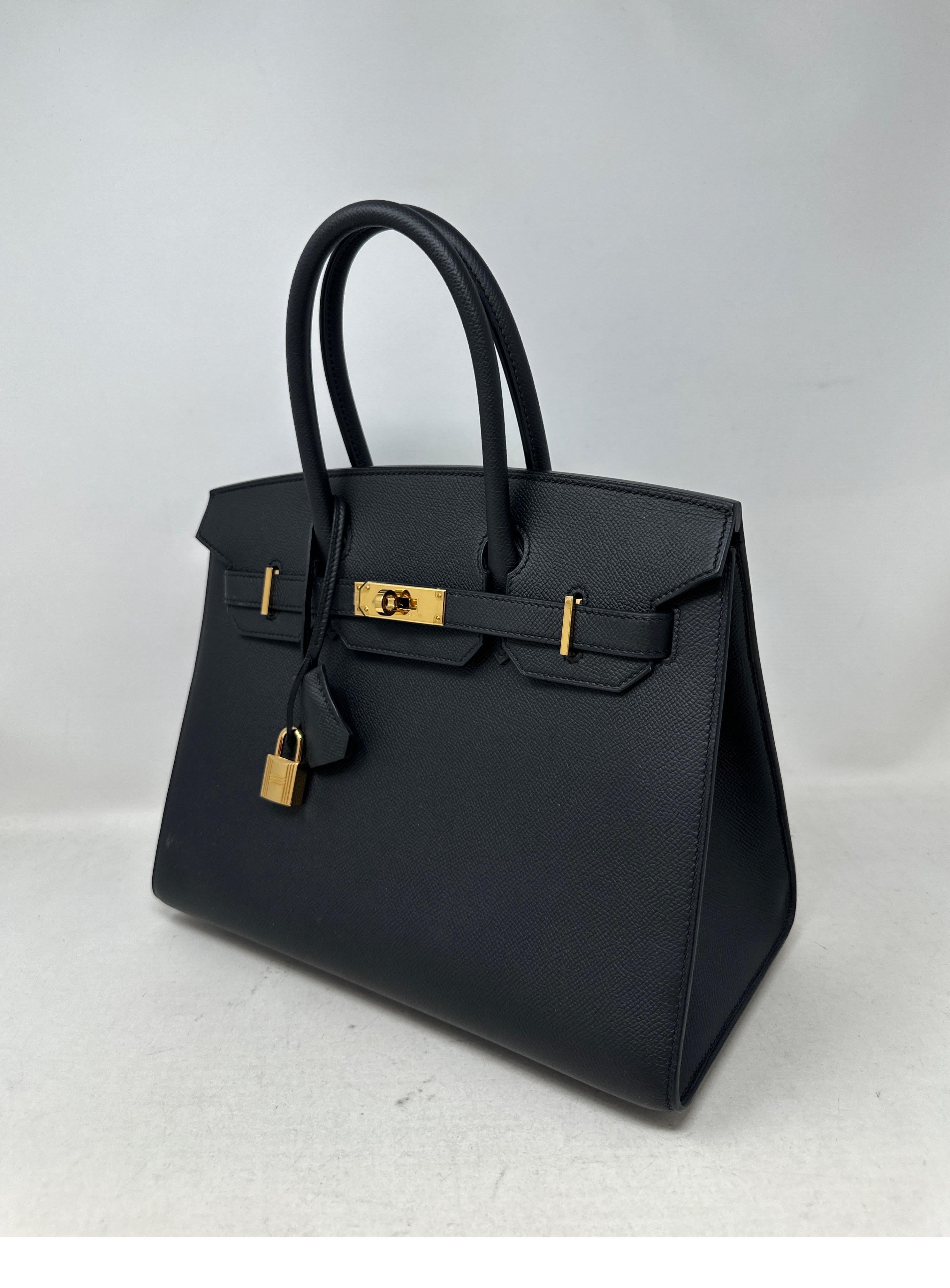 Hermes Black Birkin 30 Sellier Bag  For Sale 11