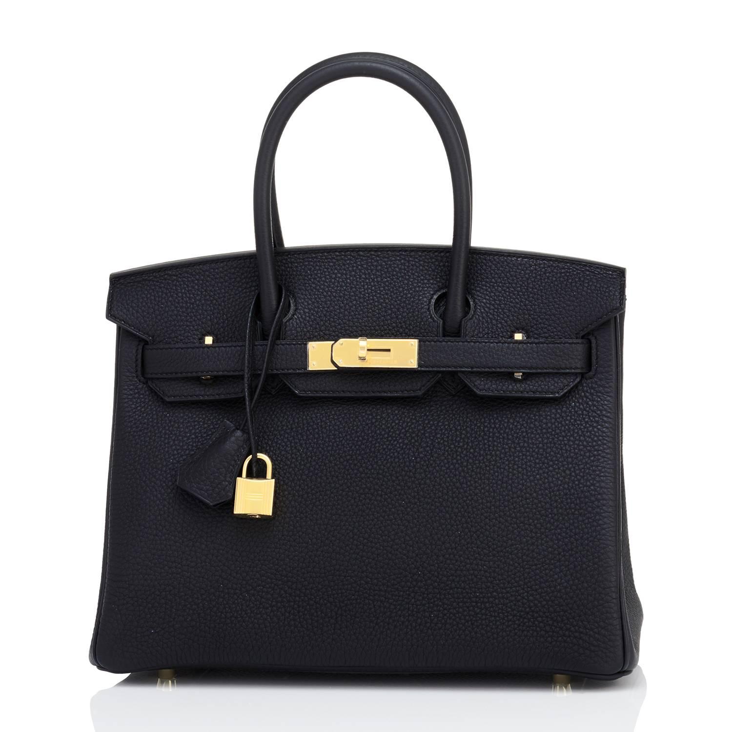 Hermes Black Birkin 30cm Togo Gold Hardware Bag NEW 2