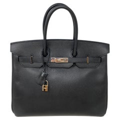 Hermes Black Birkin 35 Bag 