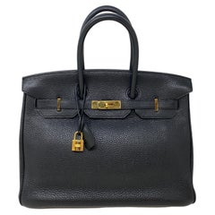 Hermes Black Birkin 35 Bag 