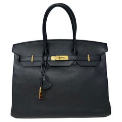 Hermes Black Birkin 35 Bag 