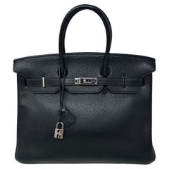 Hermes Black Birkin 35 Bag 