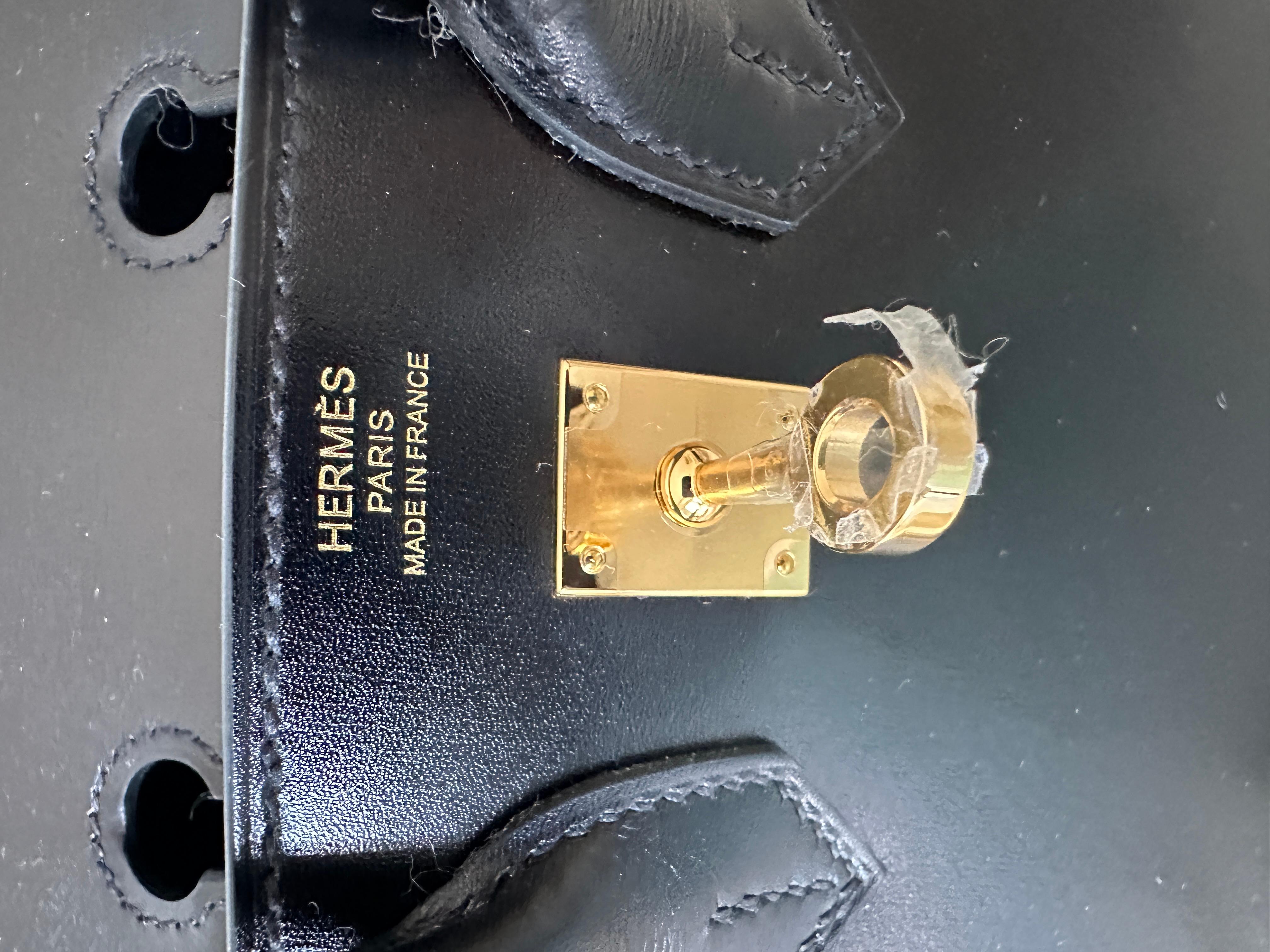 Hermes Schwarz Birkin Bag Sellier 25 Schwarz Rare Box Leder Neu  im Angebot 4