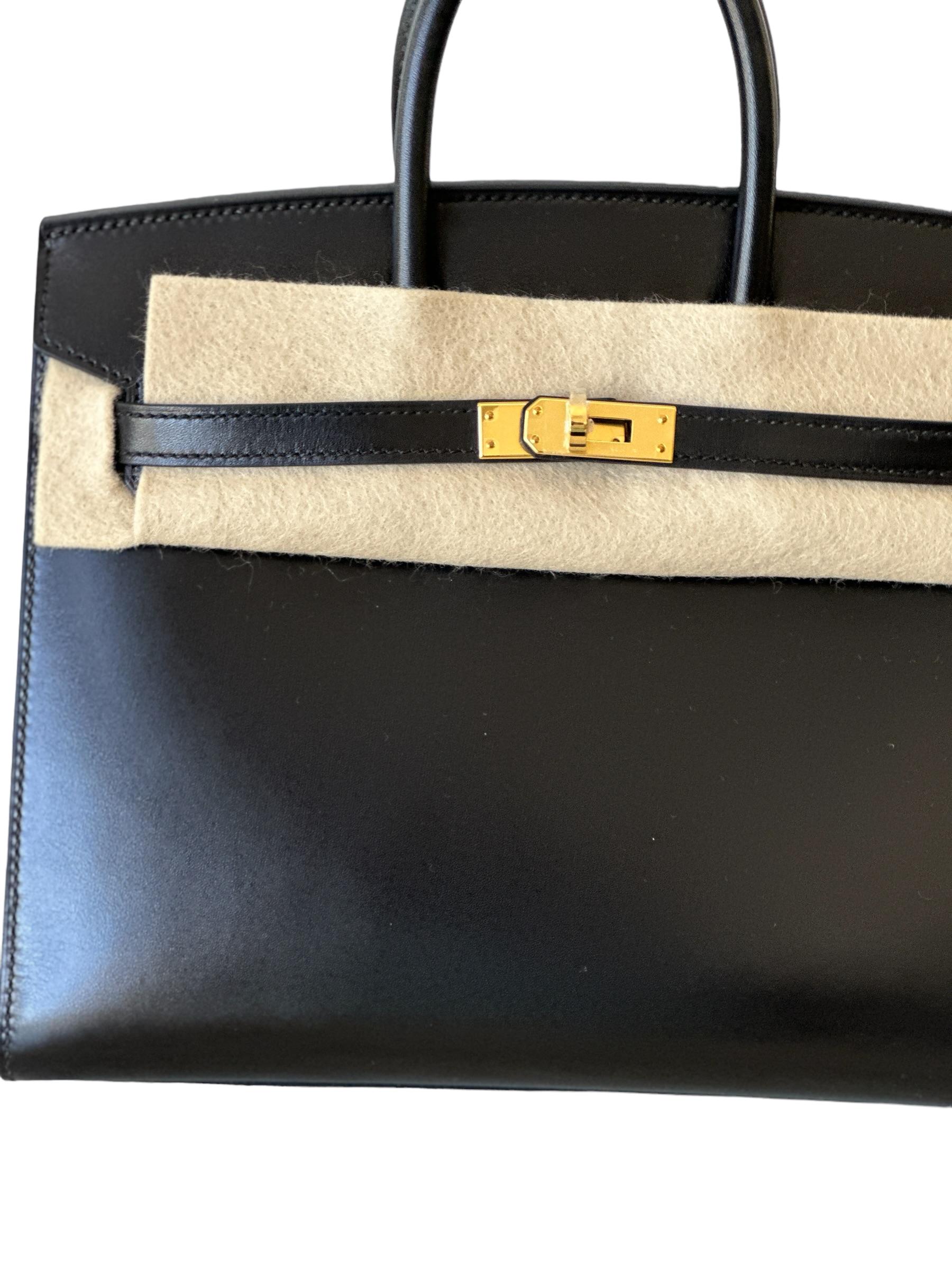 Hermes Schwarz Birkin Bag Sellier 25 Schwarz Rare Box Leder Neu  für Damen oder Herren im Angebot
