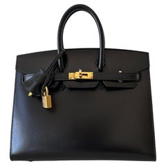 Hermes Black Birkin Bag Sellier 25 Black Rare Box Leather New