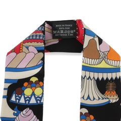 Hermès Black Blanc Bleu La Patisserie Francaise Silk Twilly