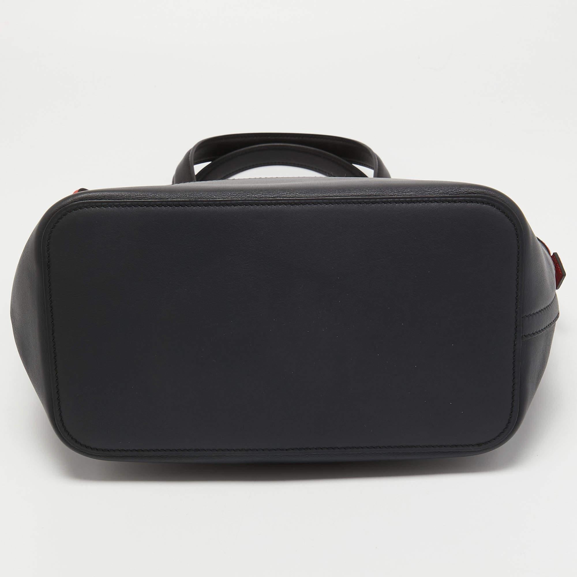 Hermes Black/Bleu Nuit/Rouge Evercolor and Swift Leather Transat Sailor Bag For Sale 1