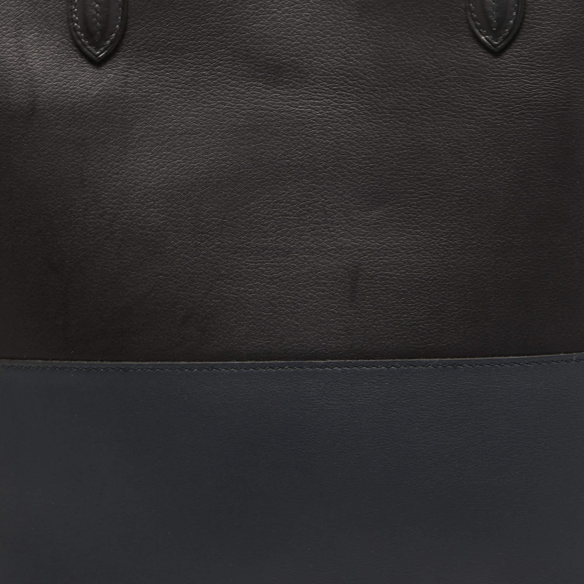 Hermès - Sac de marin en cuir noir/bleu chair/rouge Evercolor et Swift en vente 1