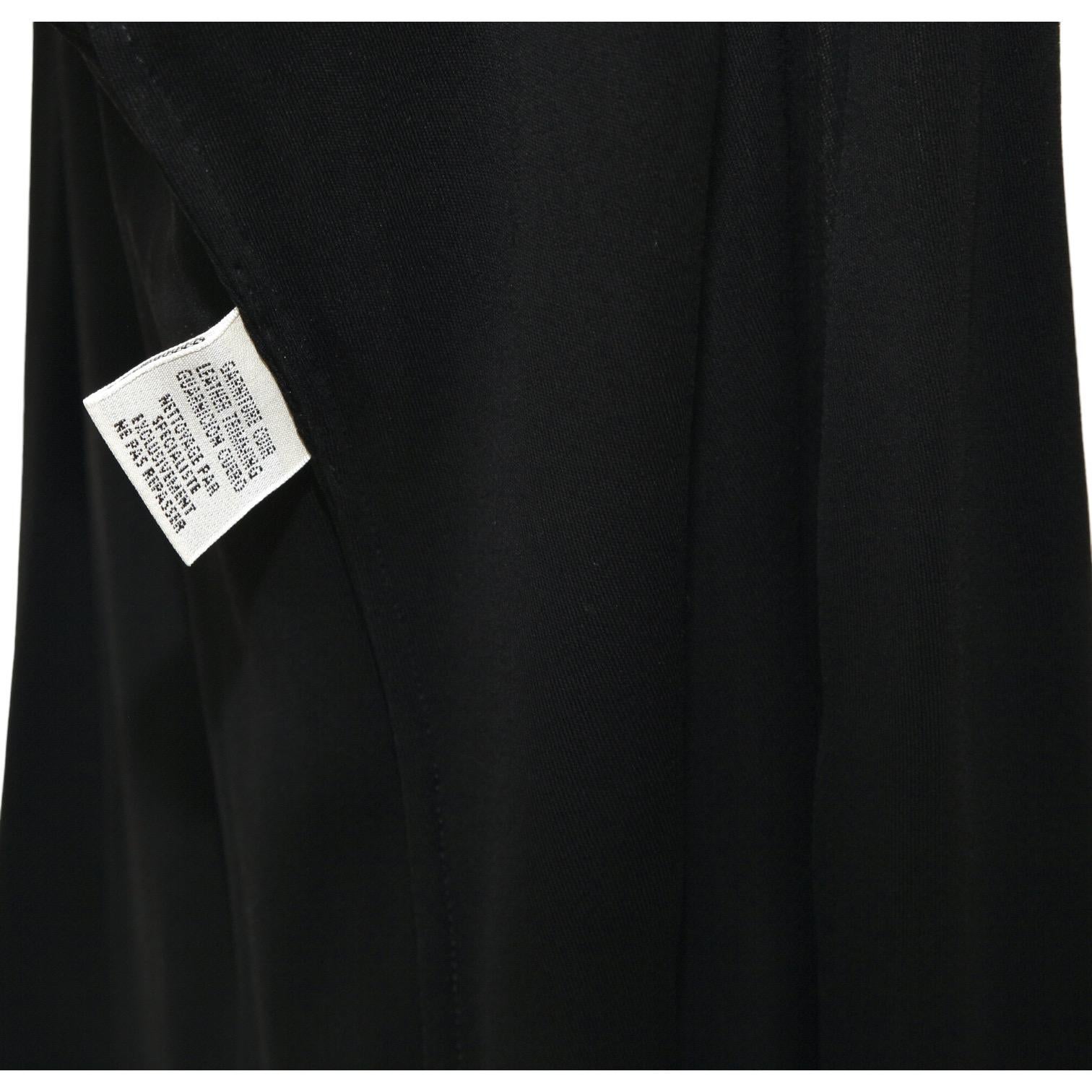 HERMES Black Blouse Shirt Top Leather Viscose Palladium Buttons Sz 42 VINTAGE For Sale 5