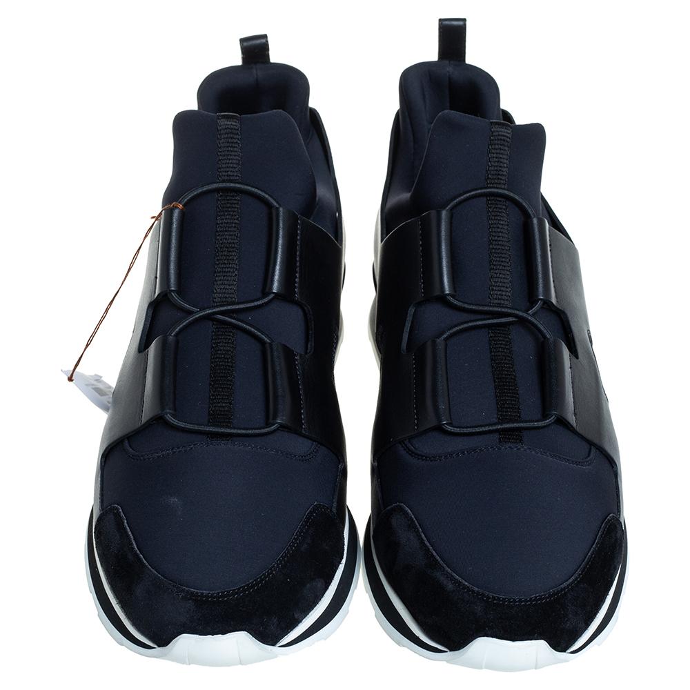 Hermes Negro/Azul Piel Y Tejido Zapatillas Jugador Talla 46 en Bueno Estado en Dubai, Al Qouz 2
