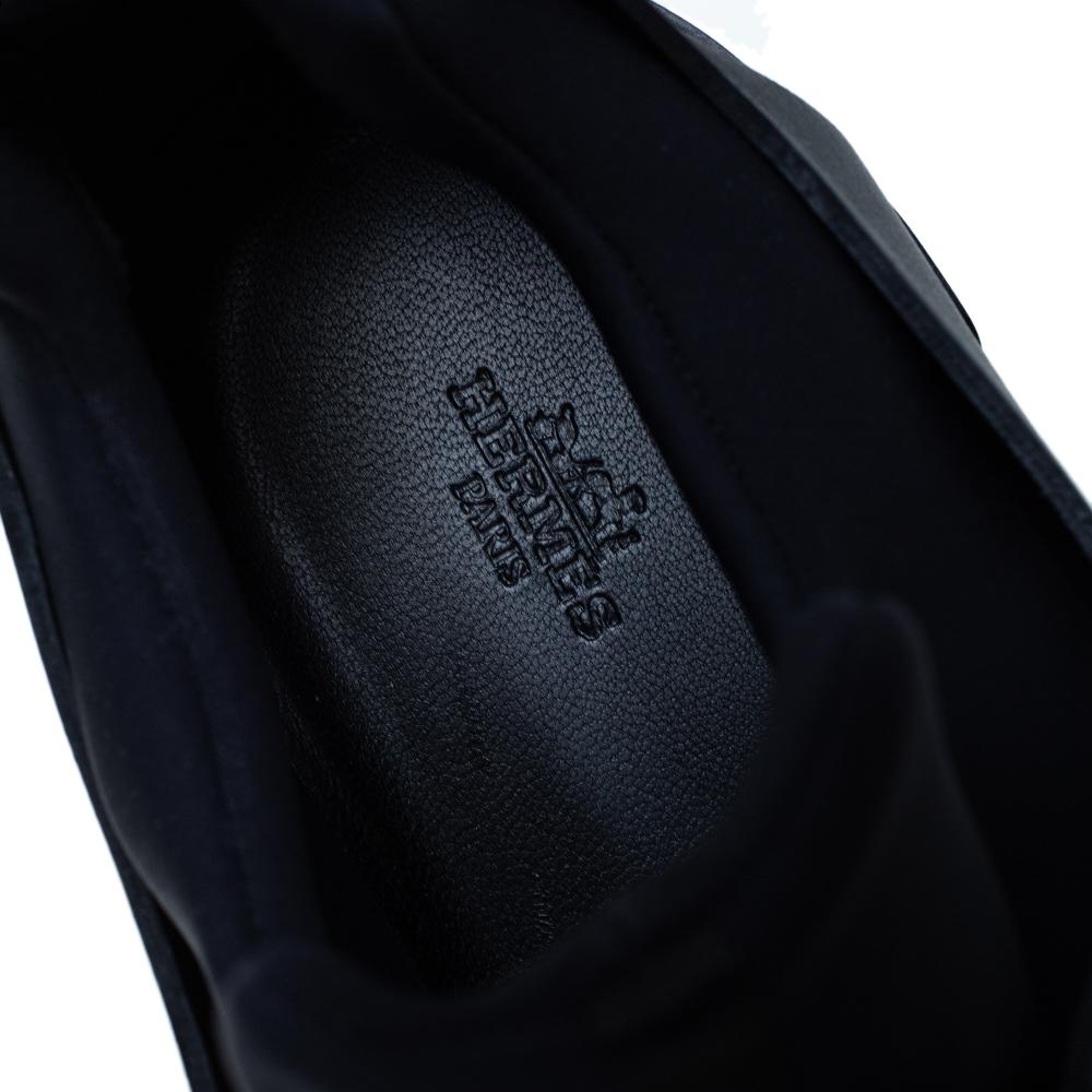 Hermes Negro/Azul Piel Y Tejido Zapatillas Jugador Talla 46 1