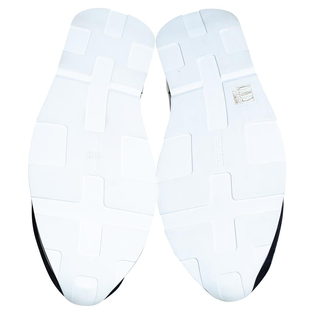 Hermes Negro/Azul Piel Y Tejido Zapatillas Jugador Talla 46 3