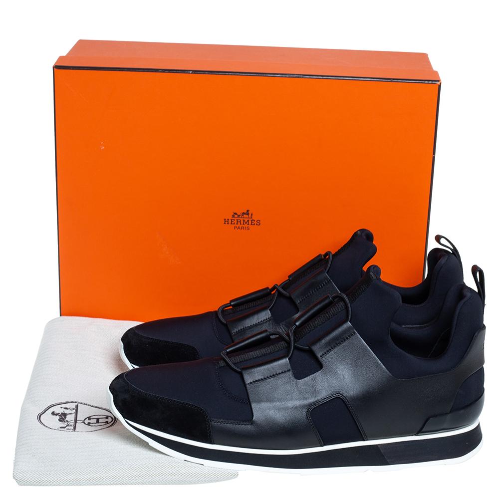 Hermes Negro/Azul Piel Y Tejido Zapatillas Jugador Talla 46 4