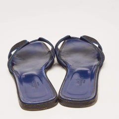 Hermes Schwarz/Blau Wildleder Kristall verschönert Oran flache Slides Größe 40