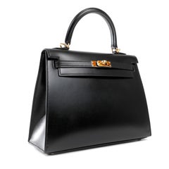 Hermès Black Box Calf 25 cm Kelly with Gold hardware