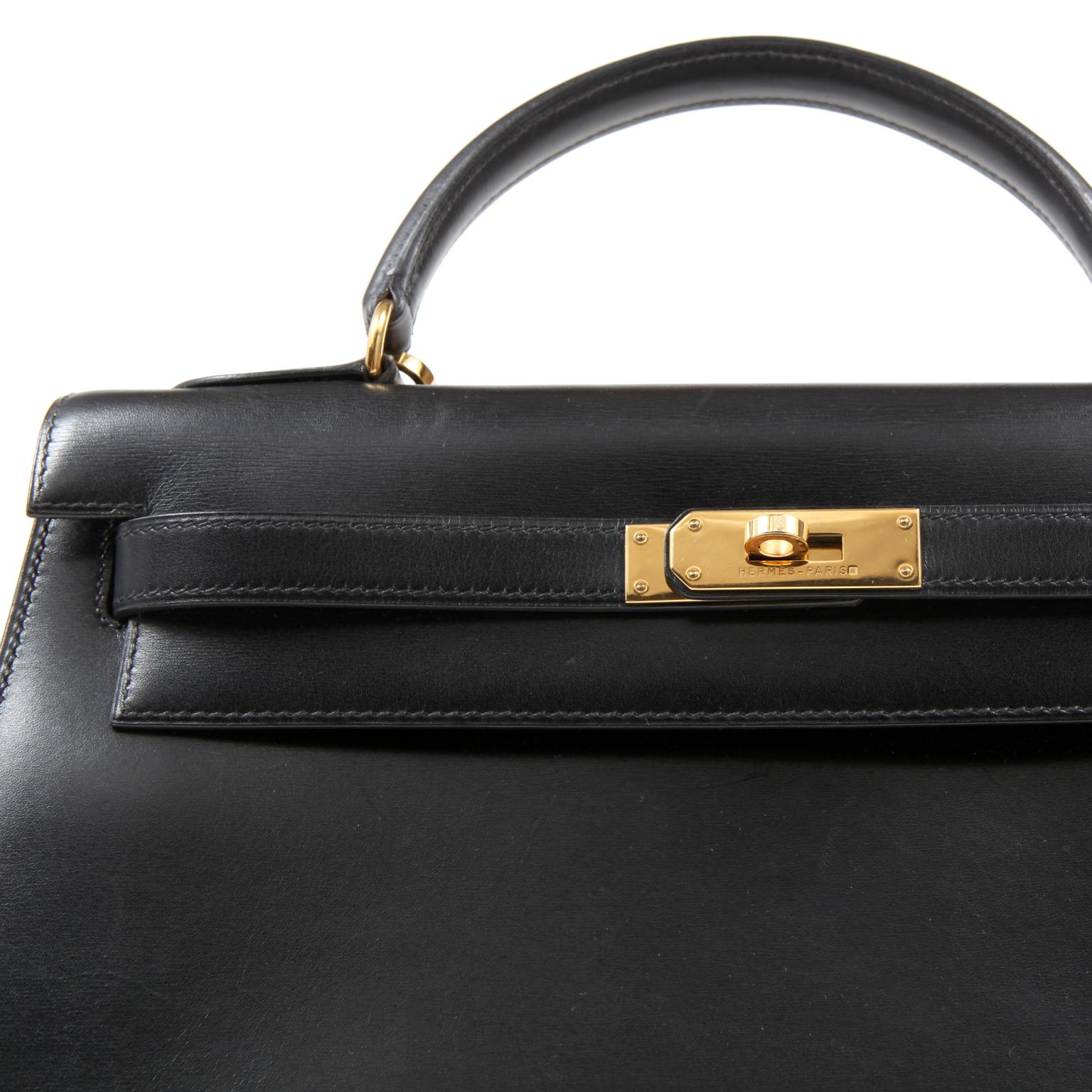 Hermès Black Box Calf 32 cm Kelly Bag 2