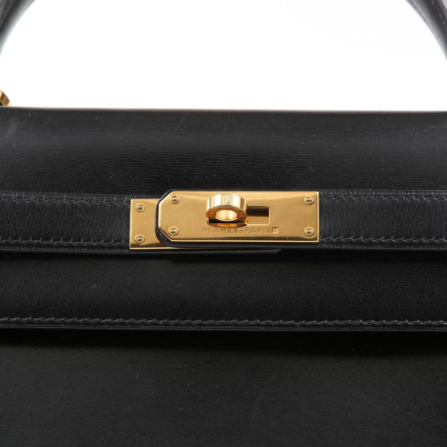Hermès Black Box Calf 32 cm Kelly Bag 3