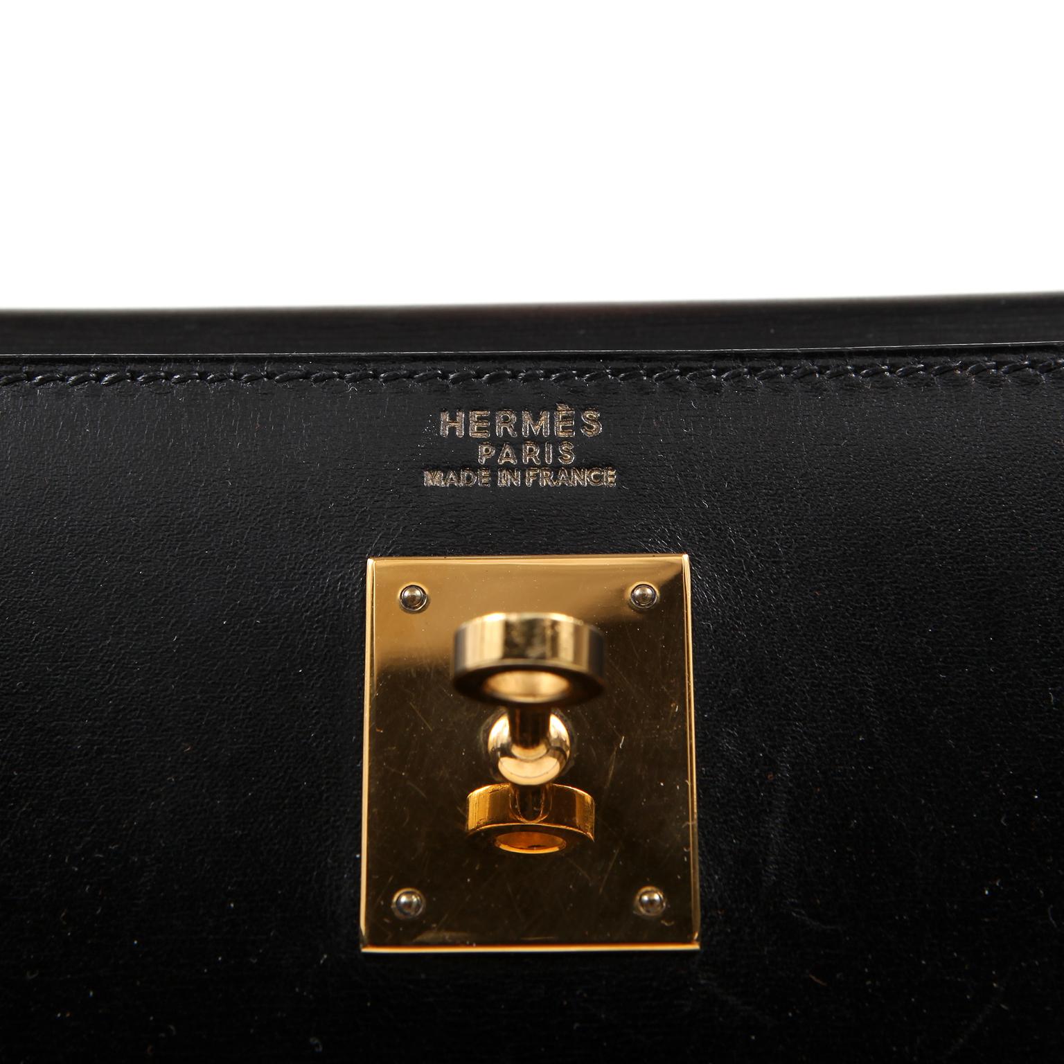 Hermès Black Box Calf 32 cm Kelly Bag 4