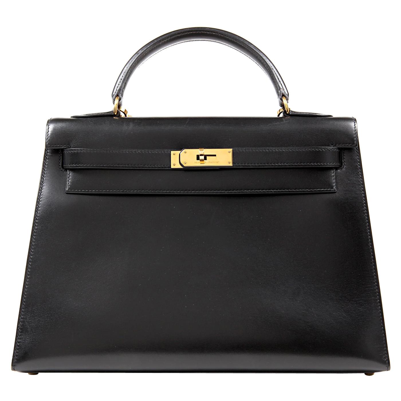 Hermès Black Box Calf 32 cm Kelly Bag
