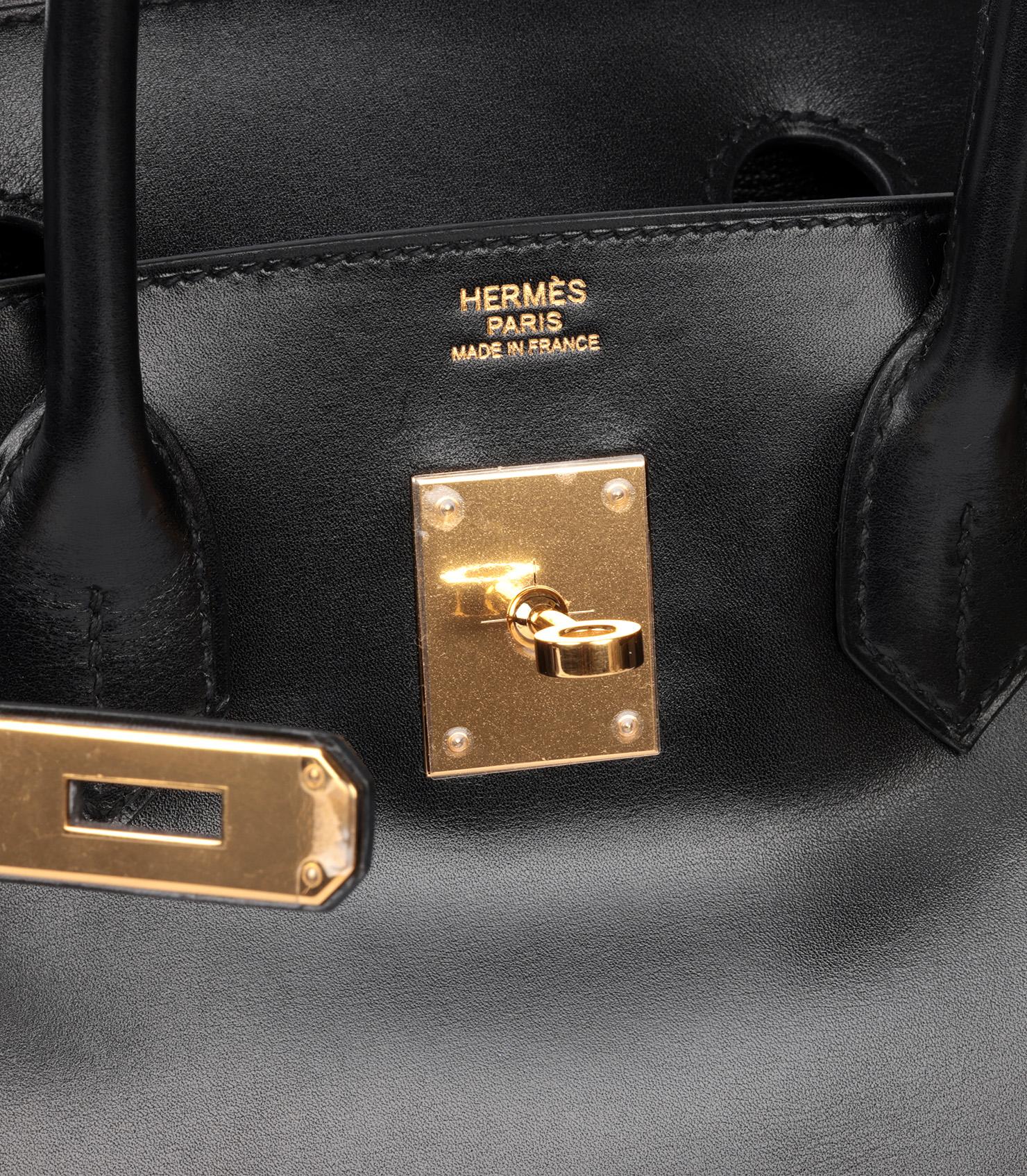 Hermès Boîte noire Birkin 30cm en cuir de veau Retourne en vente 6
