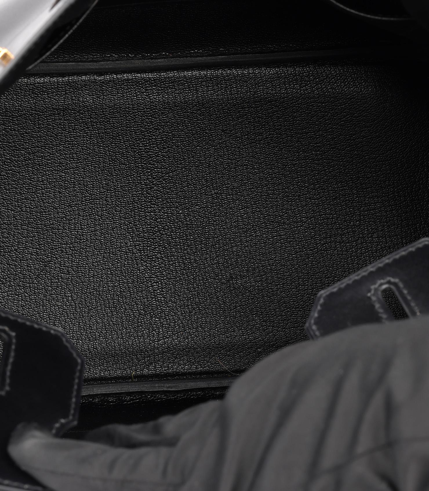 Hermès Black Box Calf Leather Birkin 30cm Retourne For Sale 7