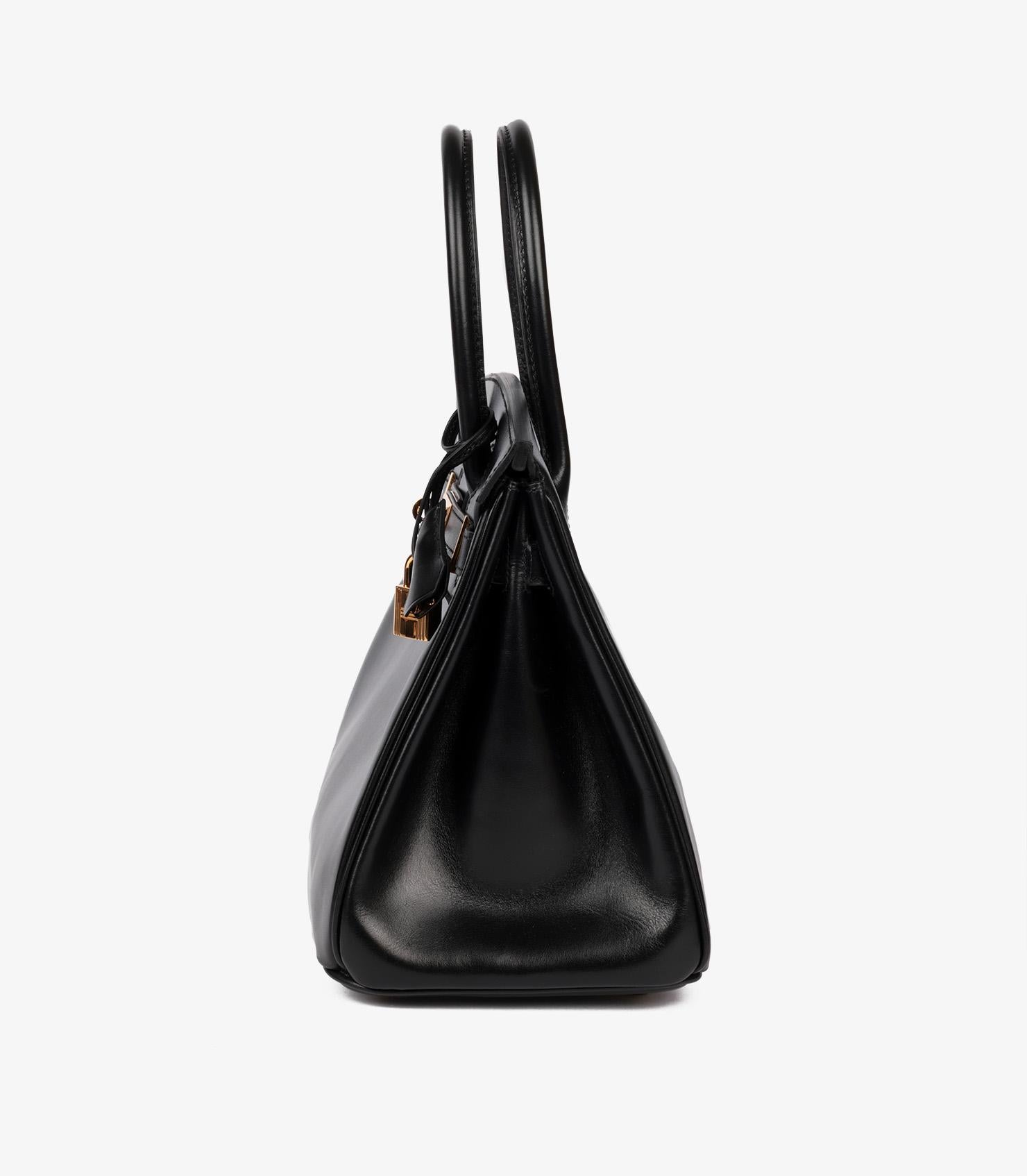 Hermès Boîte noire Birkin 30cm en cuir de veau Retourne en vente 1