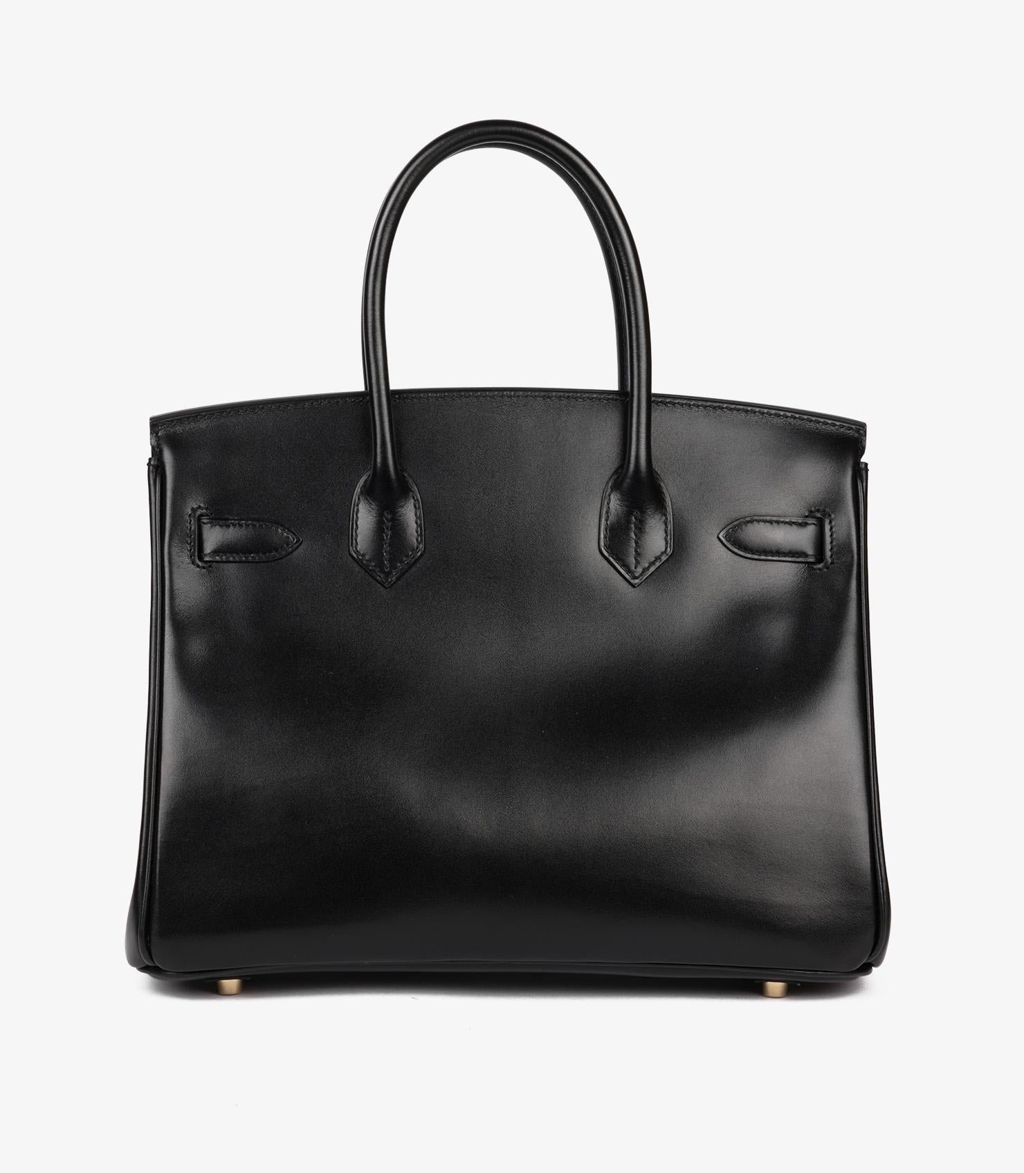 Hermès Black Box Calf Leather Birkin 30cm Retourne For Sale 2