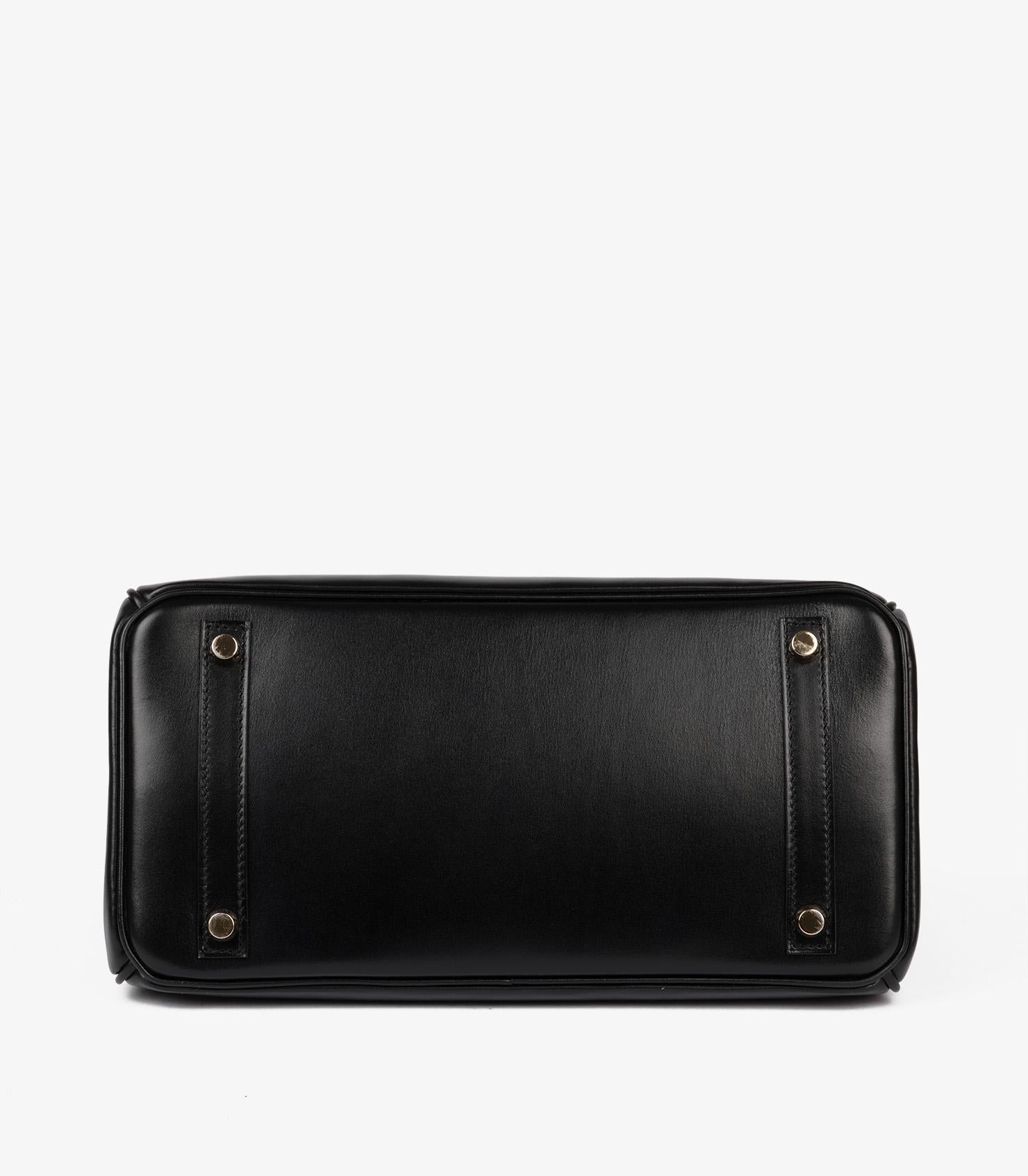 Hermès Black Box Calf Leather Birkin 30cm Retourne For Sale 3